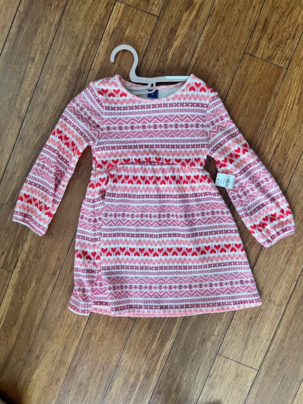 Old Navy Girls' Red & Pink Patterned Long-Sleeve Dress